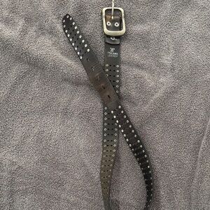 Dark Brown Studded Leather Women’s Belt - Unbranded